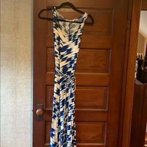 Loft blue and white ikat maxi dress